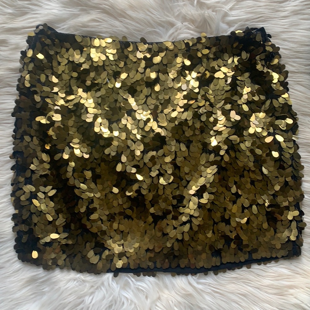 Gold Sequin Mini Skirt